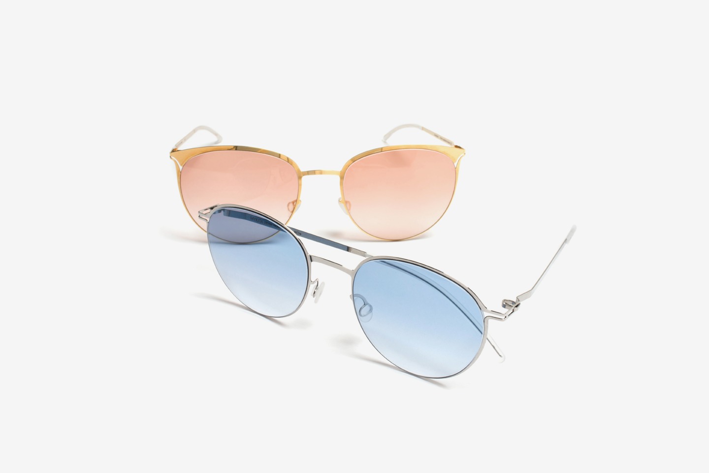 A first look at OLSEN and LINNEA, two models from LITE SUN, MYKITA's ultra-light, stainless steel sunglasses range.