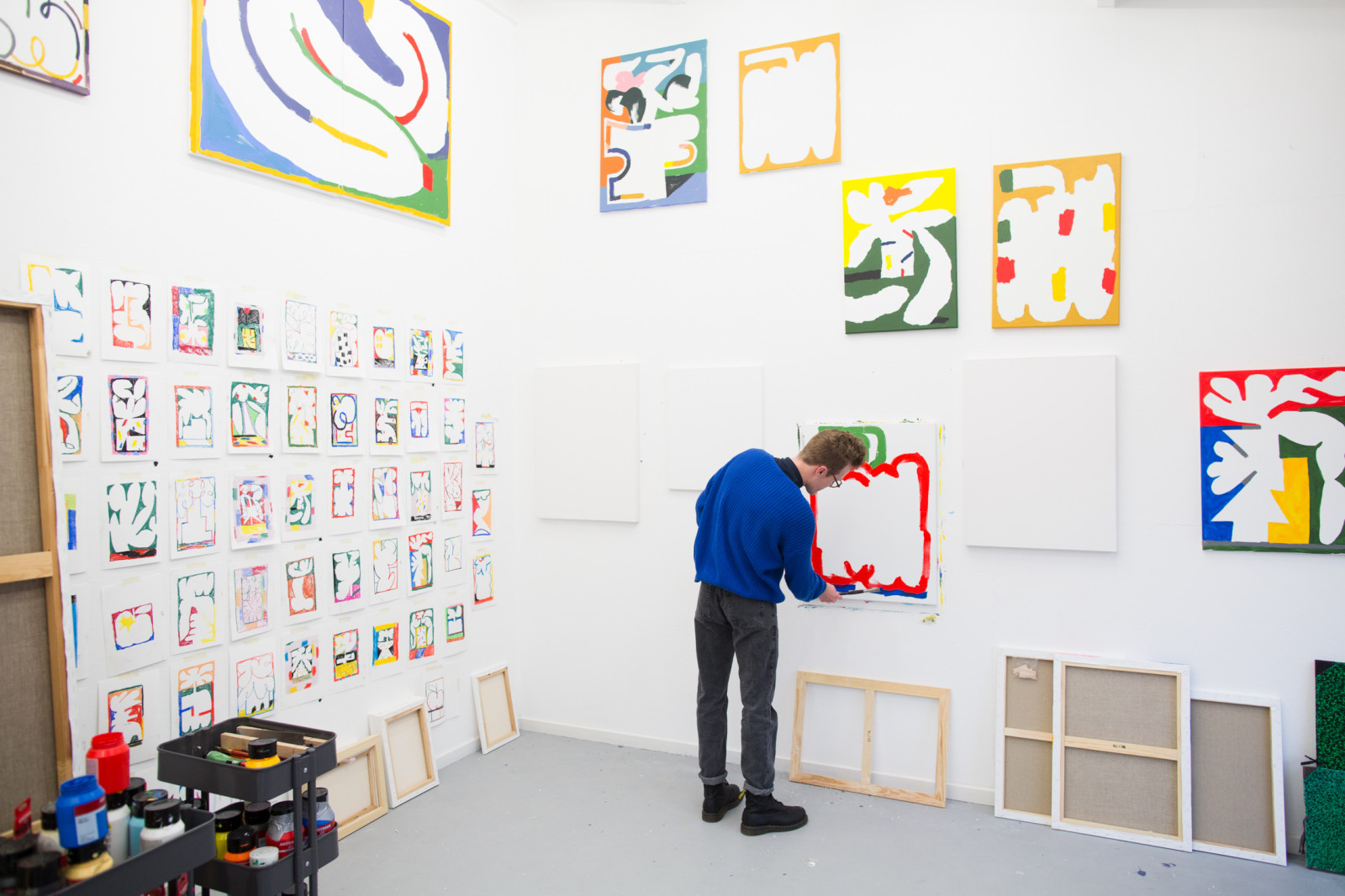 MYKITA FIRST's illustrator Jordy van den Nieuwendijk at his studio in The Hague.