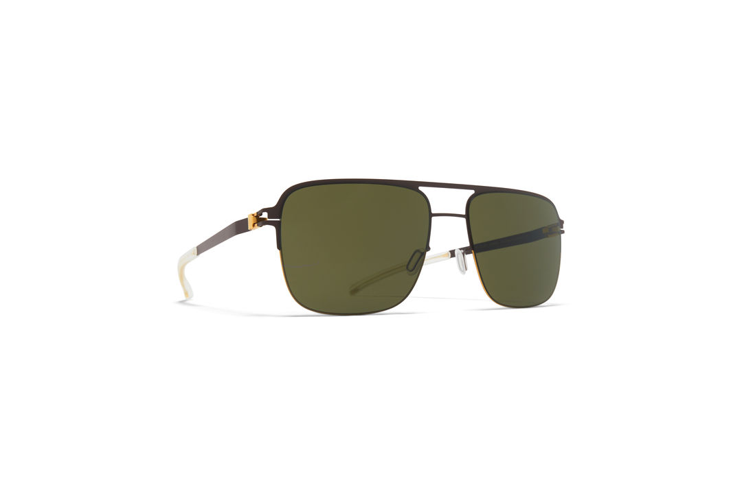 MYKITA Decades Sun Colby Gold Darkbrown Rawgreen Solid