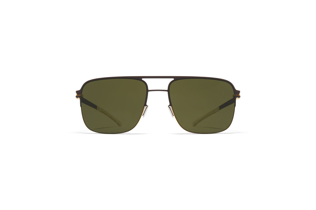 MYKITA Decades Sun Colby Gold Darkbrown Rawgreen Solid